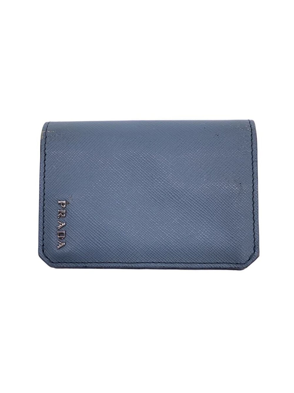 Prada Card Case Wallet Leather Blue